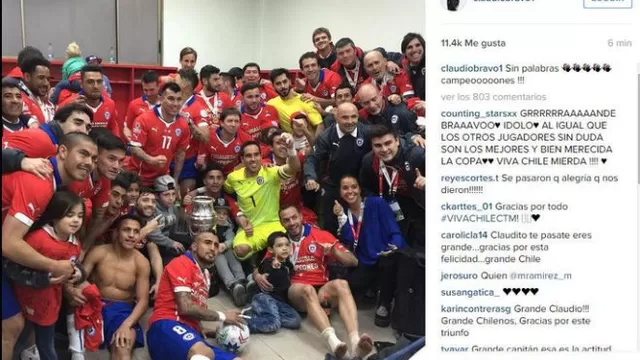 Claudio Bravo compartió el festejo de Chile en los vestuarios