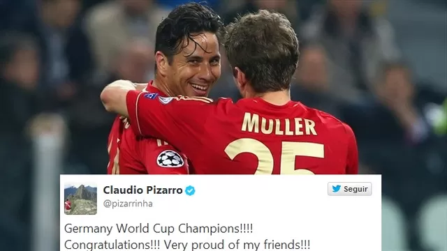 Claudio Pizarro felicitó a los seleccionados de Alemania por el título del Mundial