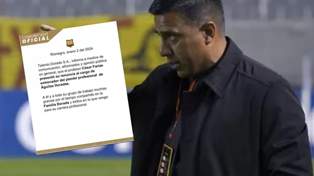 Águilas Doradas confirmó la renuncia de César Farías como técnico / Foto: AFP