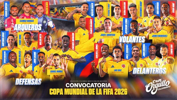 Lista de convocados de Colombia para el Mundial 2026. | Foto: X de @FCFSeleccionCol