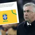 Confederación Brasileña de Fútbol desmiente que Carlo Ancelotti será el nuevo DT de la selección de Brasil