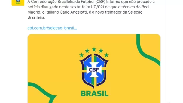 Publicación de la Confederación Brasileña de Fútbol / Twitter