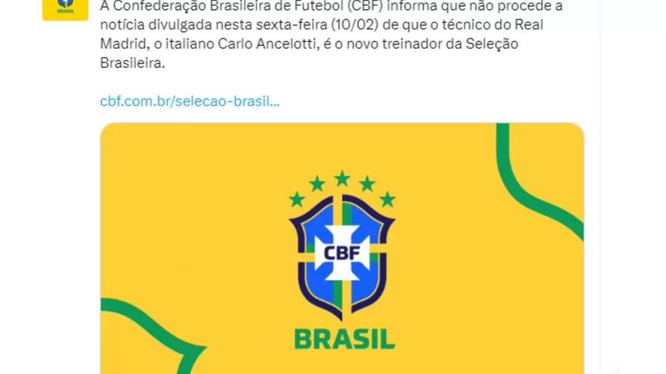 Publicación de la Confederación Brasileña de Fútbol / Twitter