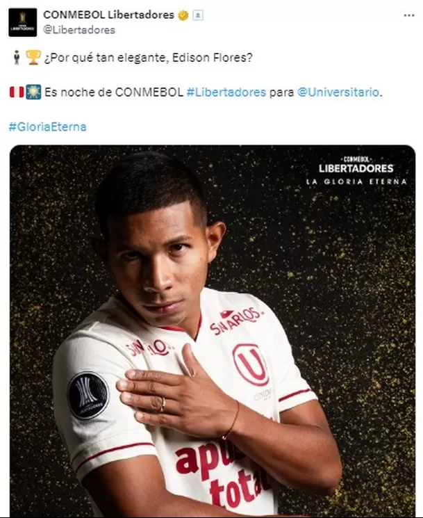 Edison Flores es una de las principales cartas de gol en Universitario / Foto: Conmebol