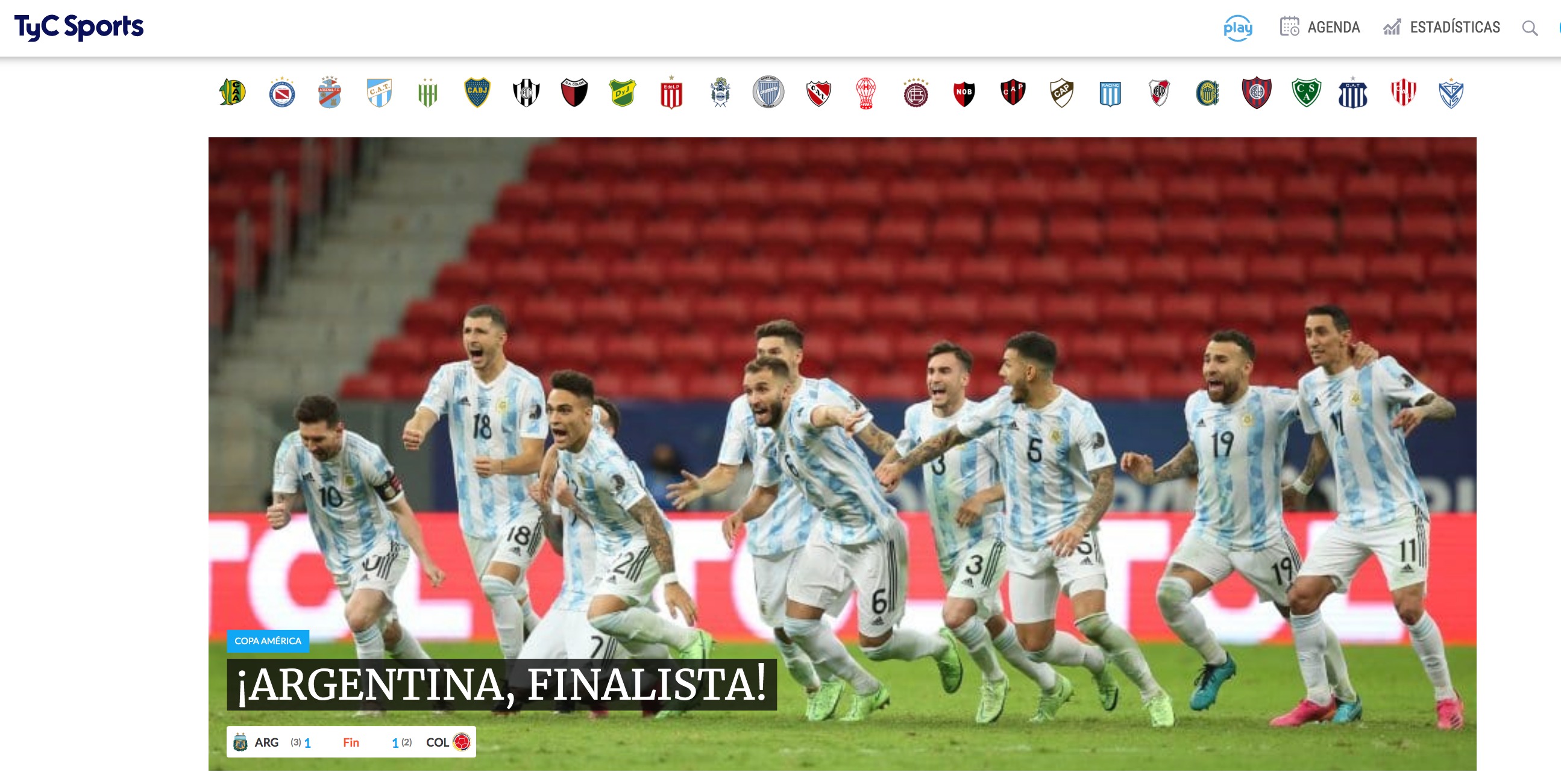 Argentina jugará la final de la Copa América 2021 ante Brasil.