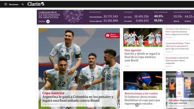 Copa América 2021: La reacción de la prensa argentina tras el pase de la Albiceleste a la final