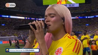 Karol G se hizo presente y entonó himno colombiano con los jugadores / América TV