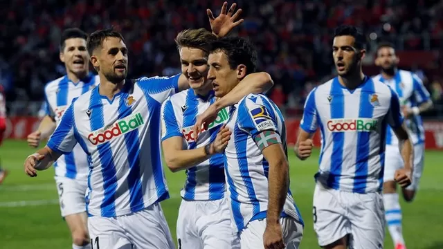 Mikel Oyarzábal marcó de penal el gol de la Real Sociedad. | Foto: EFE/Video: Espn