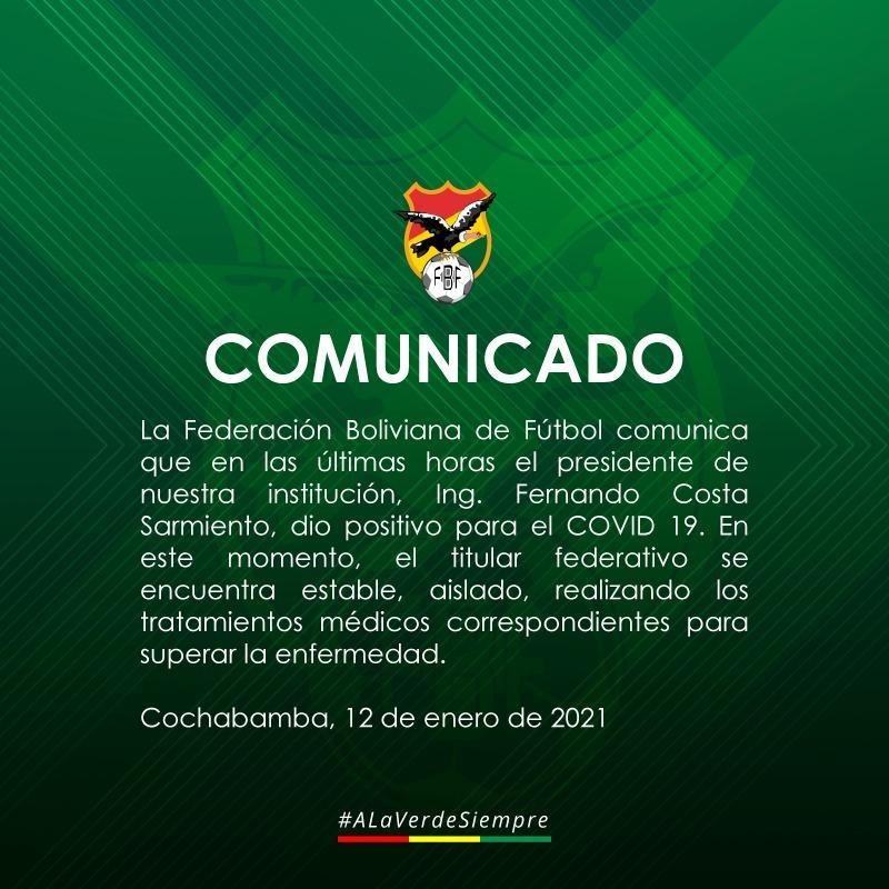 Comunicado de la Federación Boliviana de Fútbol.