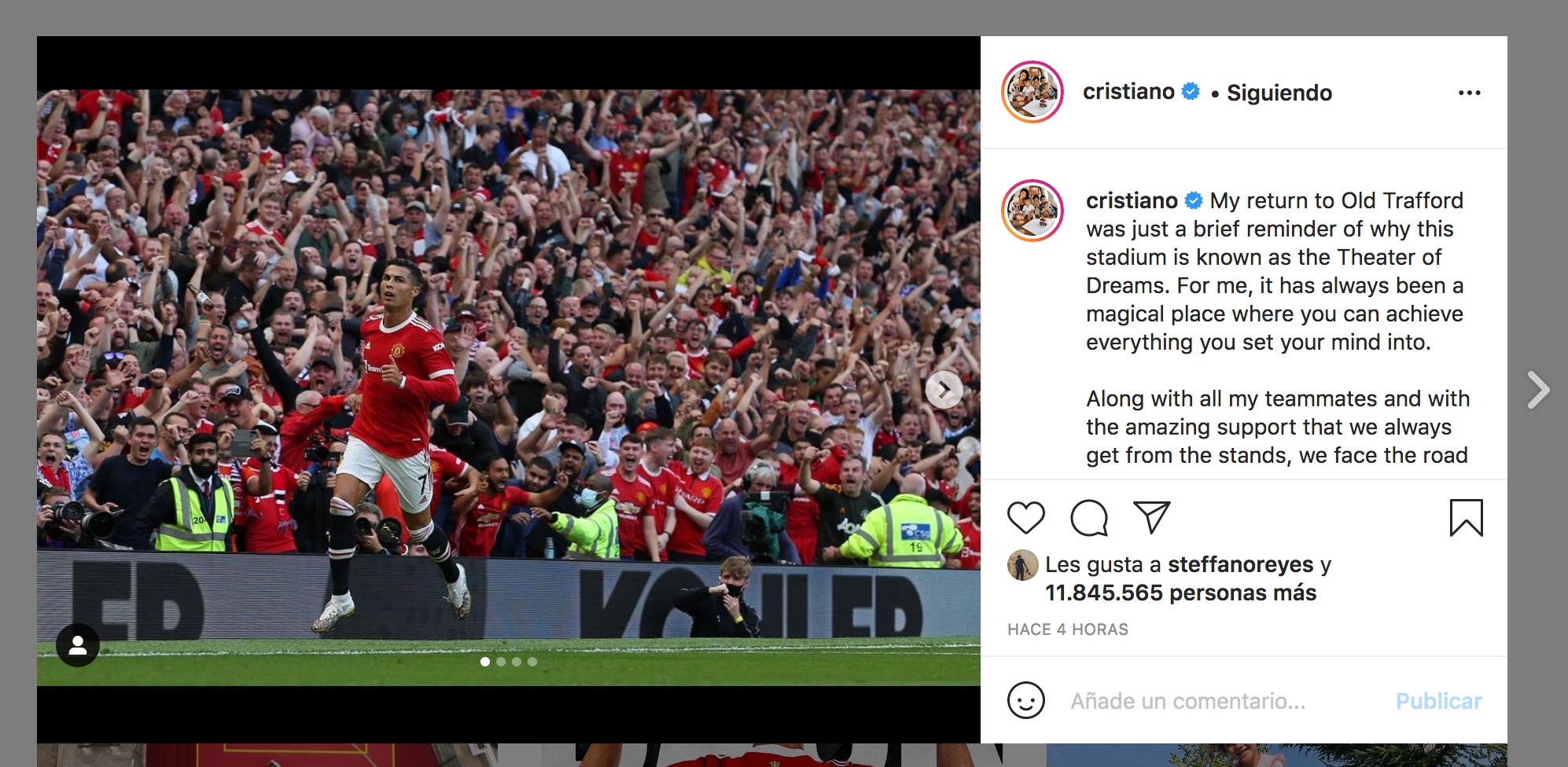 El mensaje de Cristiano Ronaldo en Twitter.