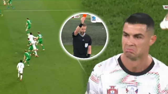 Cristiano Ronaldo fue expulsado del Portugal vs Irlanda por fuerte codazo y realizó polémico gesto / ESPN