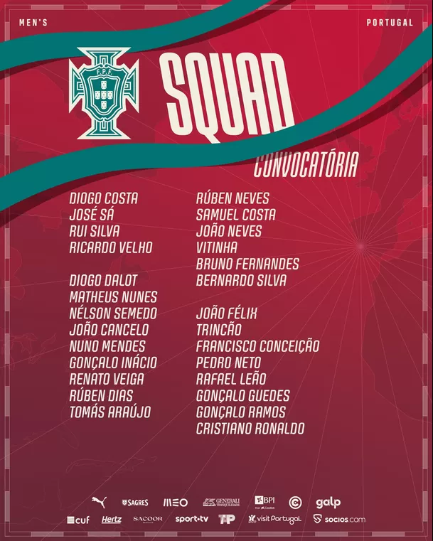 Lista de convocados de Portugal. | X de @selecaoportugal Lista de convocados de Portugal. | X de @selecaoportugal