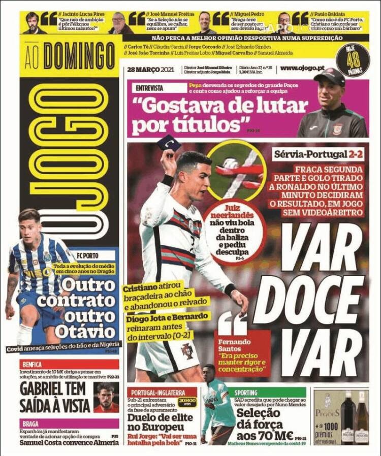 Cristiano Ronaldo protagonizó portadas en Portugal.