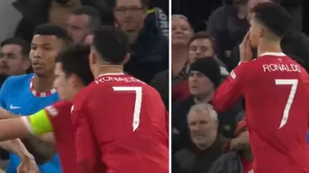 Cristiano Ronaldo y el fuerte cabezazo que sufrió por parte de Harry Maguire