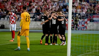 La selección austriaca fue contundente en su visita a Croacia. | Foto: AFP