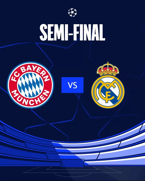 Bayern Munich vs. Real Madrid por la Champions League. | Fuente: @ChampionsLeague