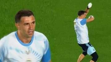 Dibu Martínez realizó curioso baile previo al partido de despedida de Lionel Messi