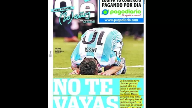 Diario Olé y la portada dedicada a Lionel Messi: &quot;No te vayas&quot;