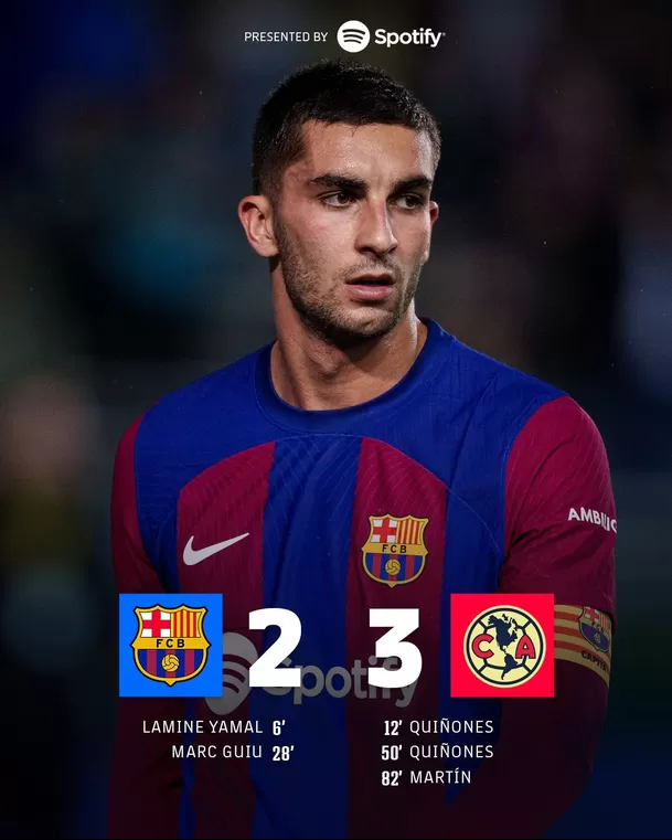 Barcelona 2-3 América. | Fuente: @FCBarcelona_es