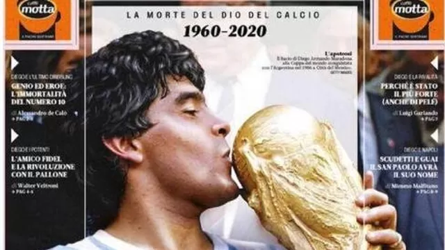 El  mundo llora la partido del ídolo argentino. | Foto: La Gazzetta dello Sport