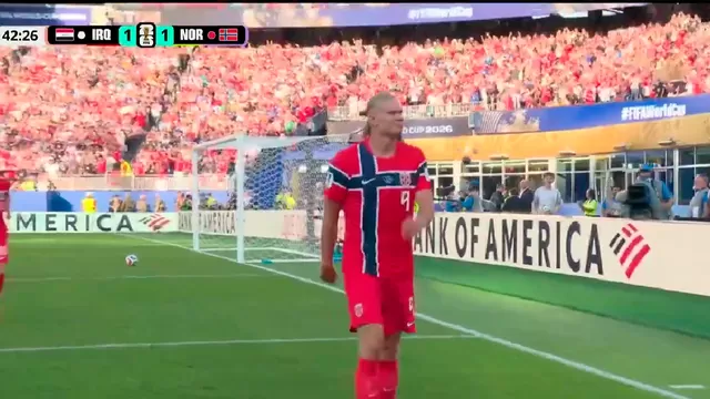Doblete de Erling Haaland para el 2-1 de Noruega sobre Irak / Foto: Captura ESPN
