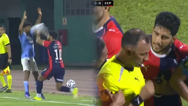 Cecilio Domínguez fue expulsado del Sporting Cristal vs Cerro Porteño por pelotazo a Maxloren Castro / ESPN