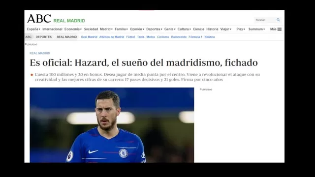 Eden Hazard al Real Madrid: así informó la prensa española sobre el fichaje-foto-5