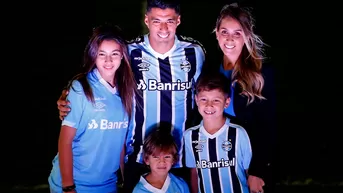 ¡Emocionado! Luis Suárez lloró al ver saludo de sus hijos en su presentación en el Gremio