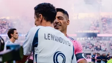 Suárez y Lewandowski tuvieron cálido abrazo en la MLS. Foto: Internet
