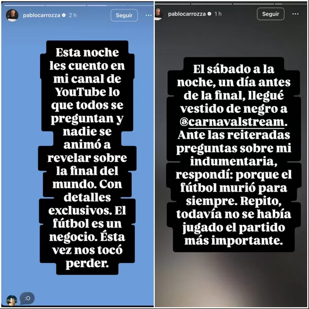 Las publicaciones de Pablo Carroza en su cuenta de Instagram. Las publicaciones de Pablo Carroza en su cuenta de Instagram.