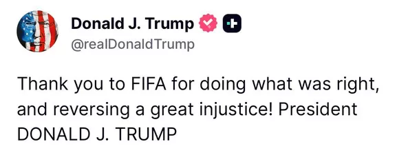 Trump celebró decisión de la FIFA. Trump celebró decisión de la FIFA.