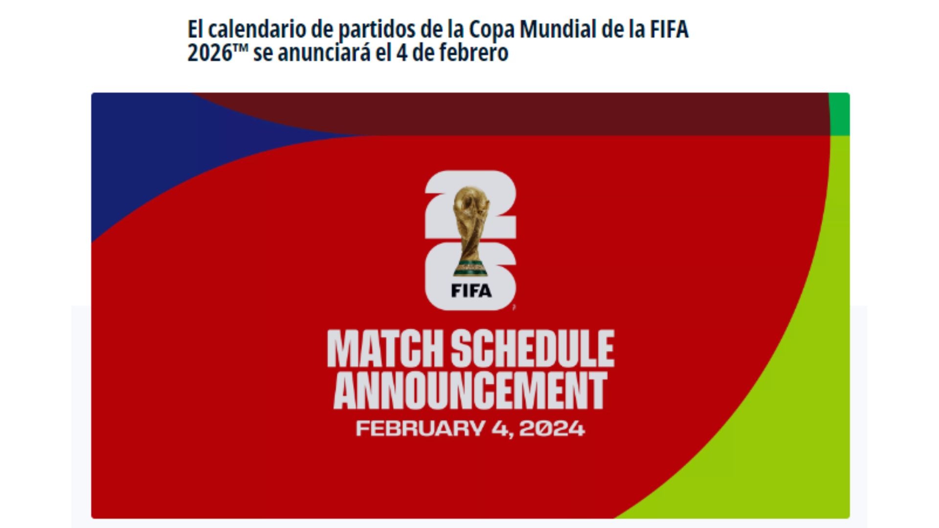 Anuncio de la FIFA para llevar a cabo el cronograma para el mundial 2026 / Foto: FIFA