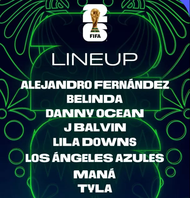 Lista de artistas que estarán en la ceremonia inaugural en México del Mundial 2026. | Foto: FIFA