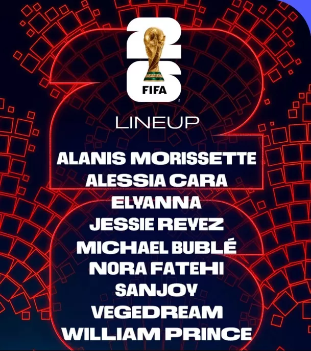 Lista de artistas que estarán en la ceremonia inaugural en Canadá del Mundial 2026. | Foto: FIFA