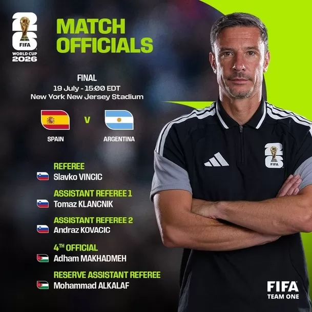 Árbitros confirmados para la final del Mundial 2026 / Foto: FIFA Árbitros confirmados para la final del Mundial 2026 / Foto: FIFA