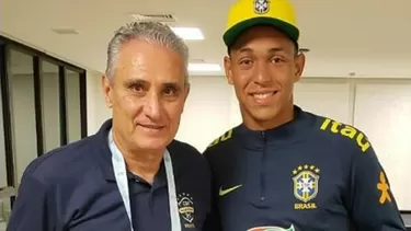 Christian Esmerio junto a Tite. | Foto: Instagram