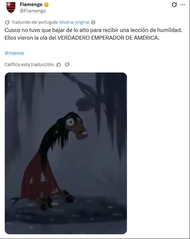 Mensaje polémico de Flamengo a Cusco FC tras partido / X Mensaje polémico de Flamengo a Cusco FC tras partido / X