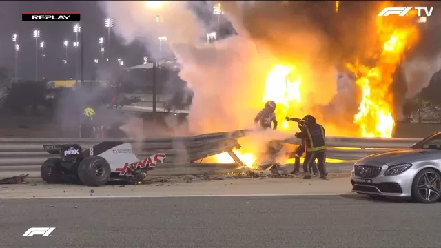 El bólido de Romain Grosjean terminó en llamas. | Video: F1 TV