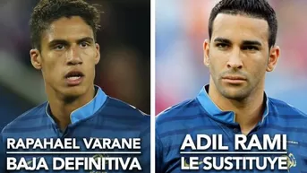 Francia: Adil Rami reemplaza al lesionado Raphaël Varane para la Euro