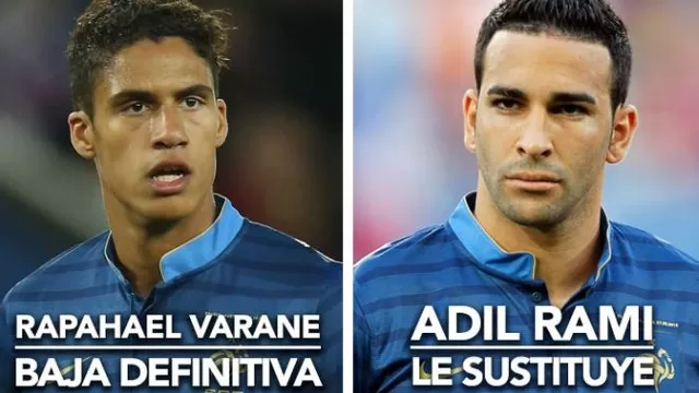 Francia: Adil Rami reemplaza al lesionado Raphaël Varane para la Euro