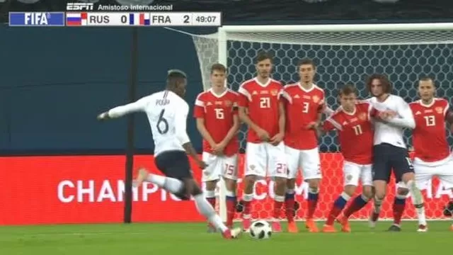 Francia vs. Rusia: Paul Pogba se mandó un golazo de tiro libre
