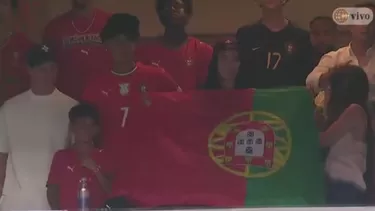 Georgina Rodríguez presente en el partido de Portugal. Foto: Captura / Video: América Televisión