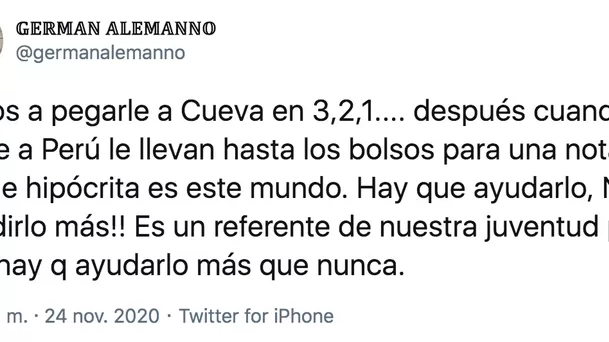 Aquí el mensaje de Germán Alemanno.