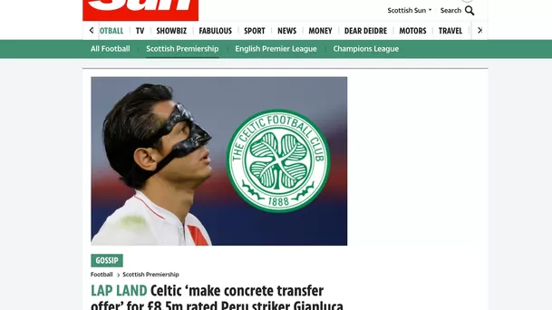 The Sun informó del interés del Celtic por Lapadula.