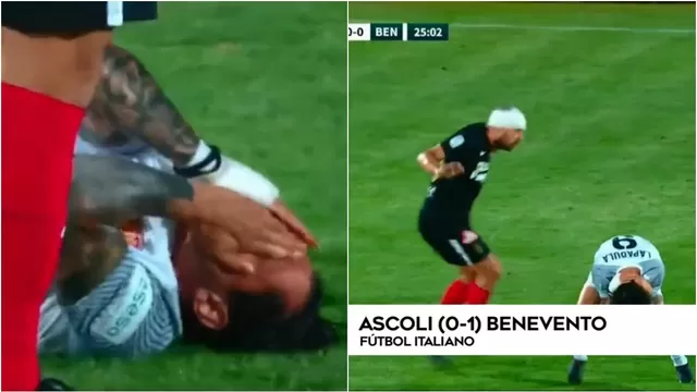 Gianluca Lapadula recibió dos golpes en la cabeza en el partido ante Ascoli