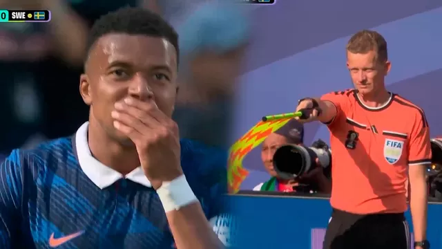 Kylian Mbappé anotó el 1-0 de Francia sobre Suecia pero fue anulado / Foto y Video: América TV