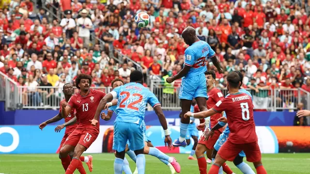 Yoane Wissa se alzó por encima de todos y marcó el empate Portugal 1-1 RD Congo por el Mundial 2026. | Foto: Reuters by Pedro Nunes