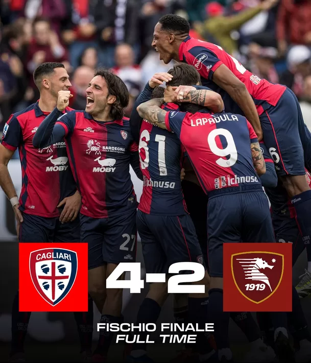 Cagliari 4-2 Salernitana. | Fuente: @CagliariCalcio