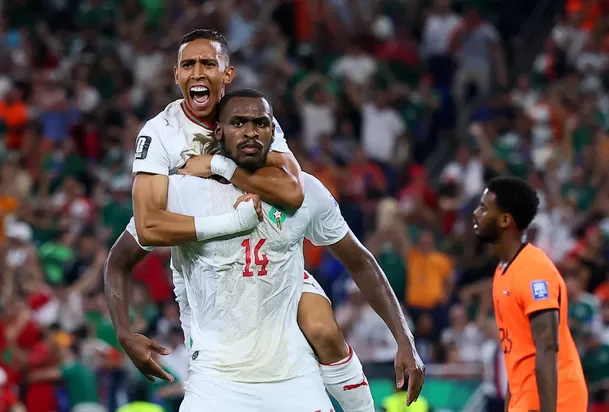 Diop festeja el gol del 1-1 entre Países Bajos y Marruecos. (Foto: Reuters by Eloisa Sánchez)
