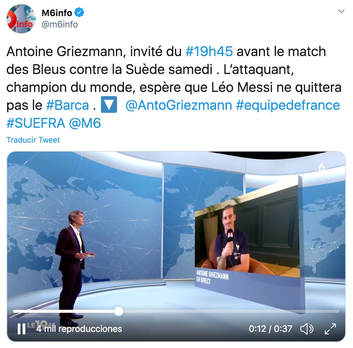 Giezmann habló en M6info de Francia.